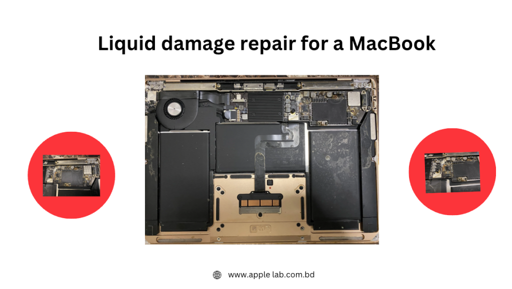Liquid damage repair for a MacBook
